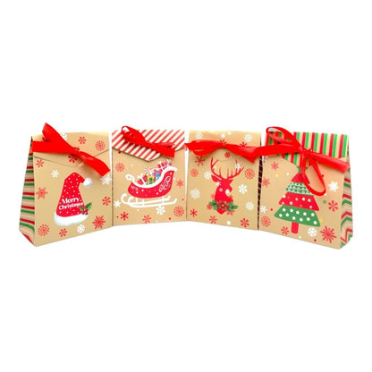 Pungi Crăciun cu panglică satin mix 4 modele (set 24 buc) 4x8x10cm