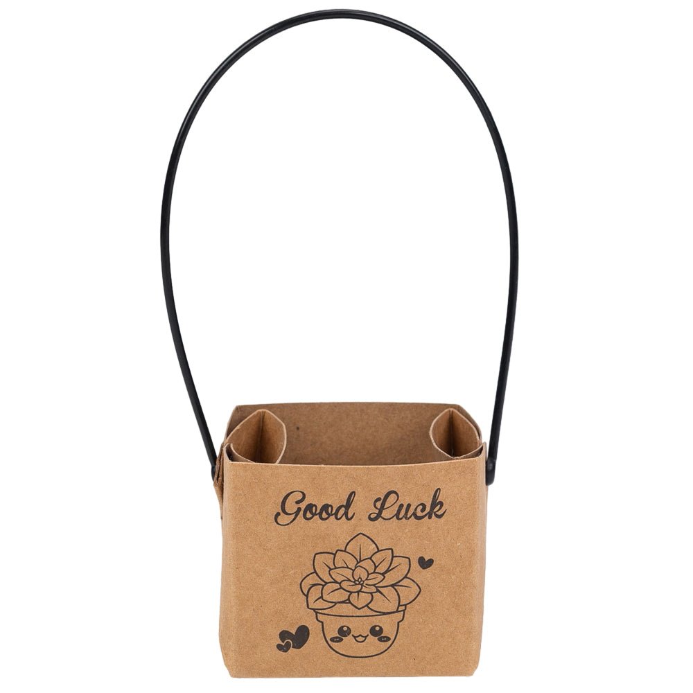 Pungi cu mâner, imprimeu good luck și strat impermeabil (set 50 buc)