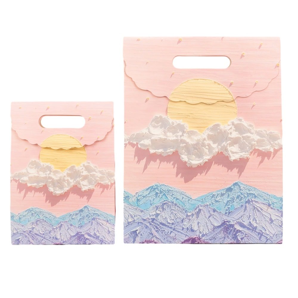 Pungi design pictură 3D cu închidere velcro și mâner - model 1 (set 10 buc)