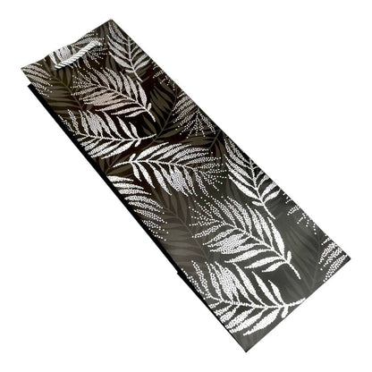Pungi din hârtie pentru sticle model frunze - negru (set 12 buc) 36x9x12cm