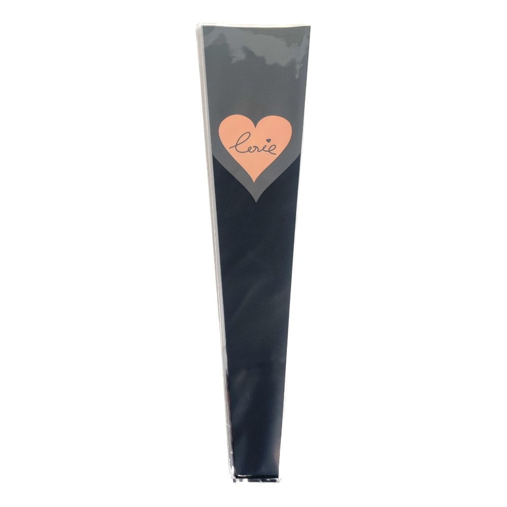 Pungi din plastic pentru flori model inimă - negru (set 30 buc)