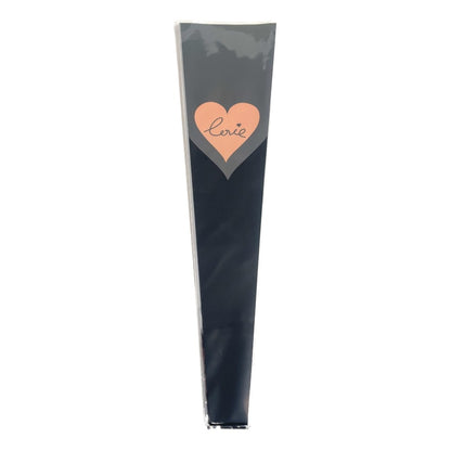Pungi din plastic pentru flori model inimă - negru (set 30 buc)