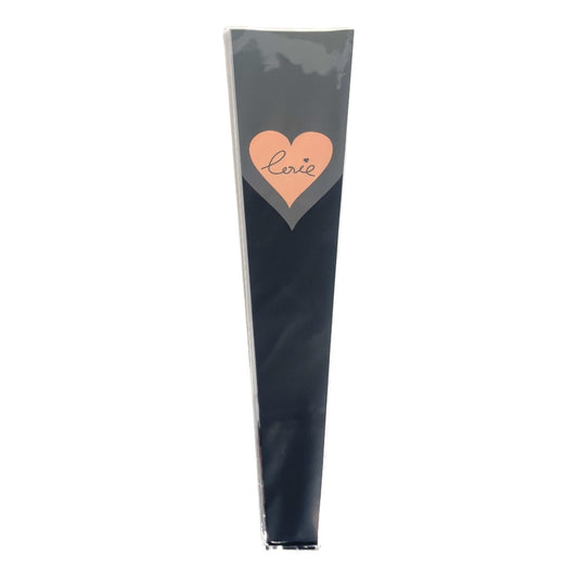 Pungi din plastic pentru flori model inimă - negru (set 30 buc)