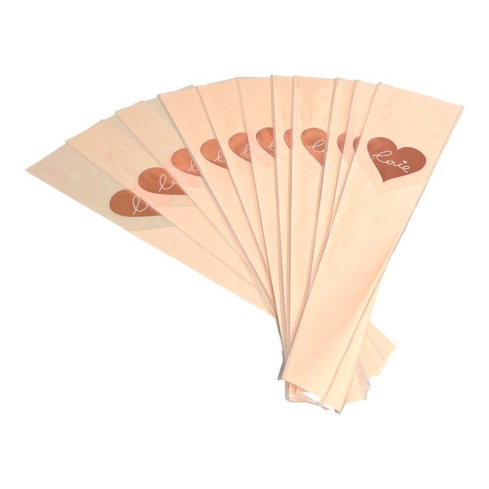 Pungi din plastic pentru flori model inimă - roz (set 30 buc)