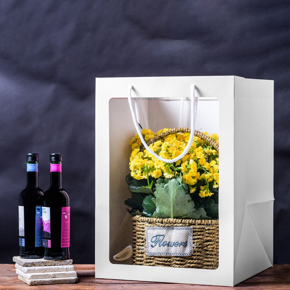 Pungi hârtie cu fereastră - alb (set 10 buc)