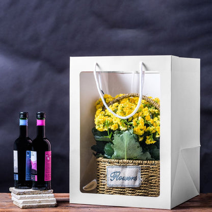Pungi hârtie cu fereastră - alb (set 10 buc)