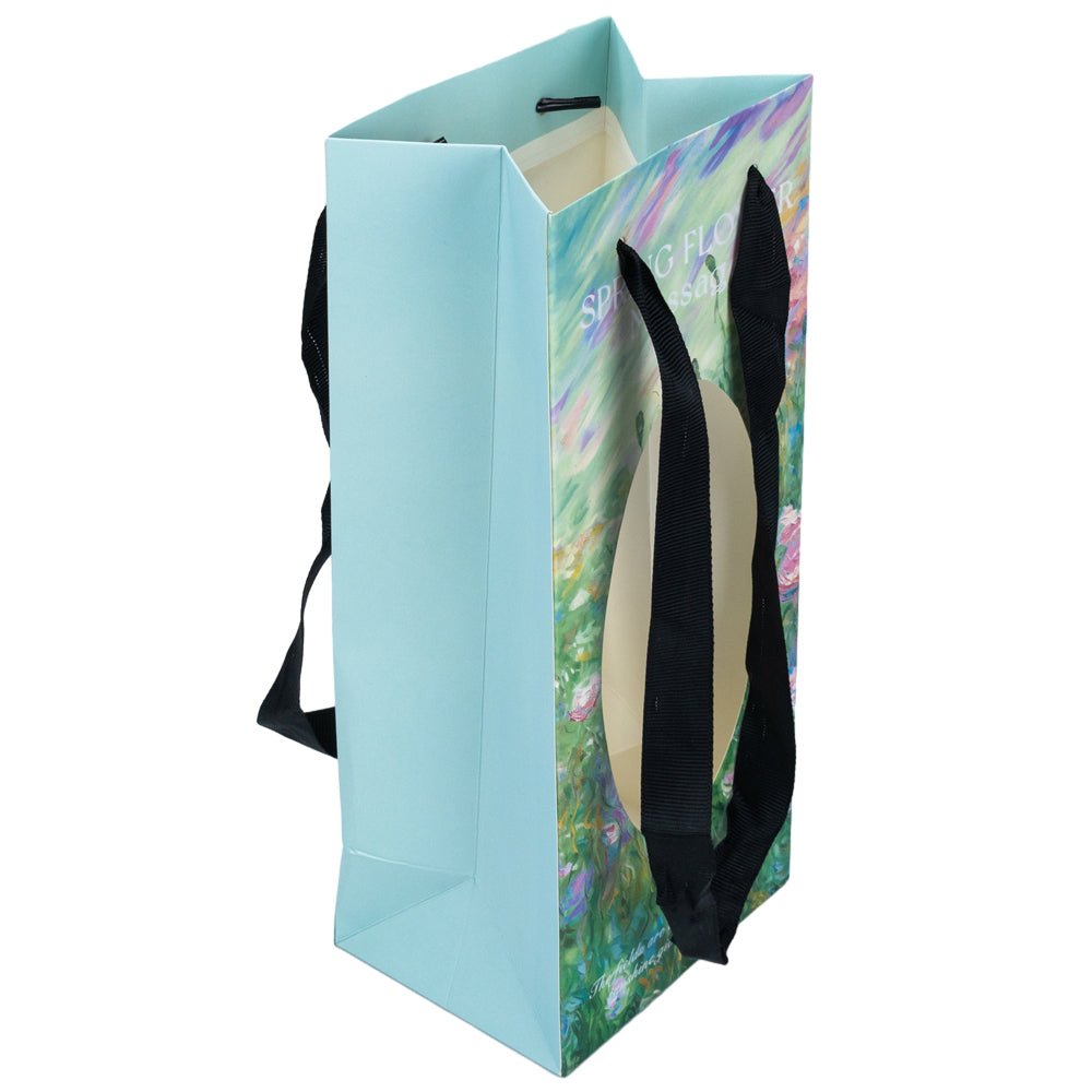 Pungi hârtie cu imprimeu floral și text (set 10 buc)