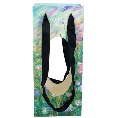 Pungi hârtie cu imprimeu floral și text (set 10 buc)