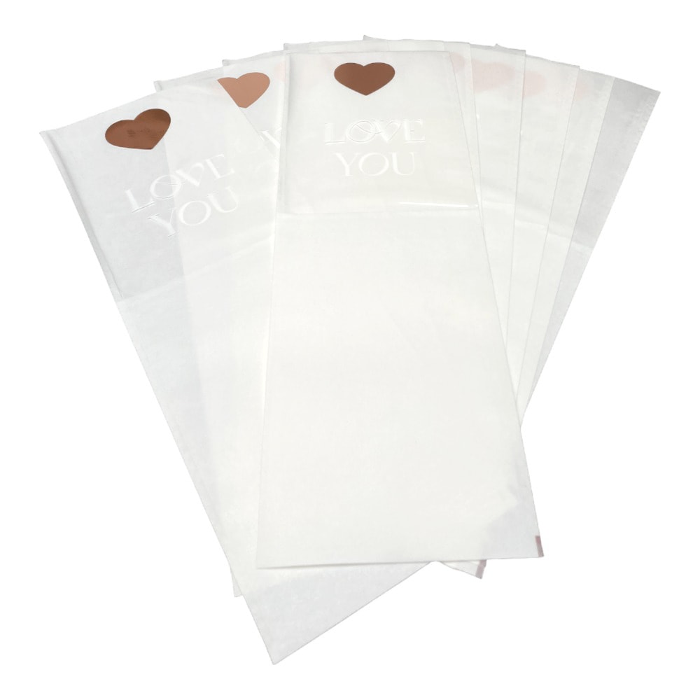 Pungi hârtie pentru flori Love you - alb (set 10 buc)