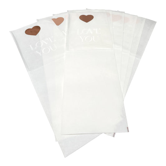 Pungi hârtie pentru flori Love you - alb (set 10 buc)