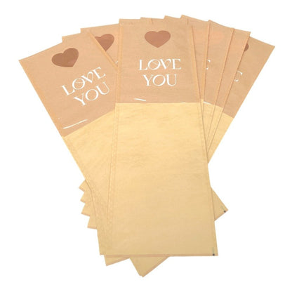 Pungi hârtie pentru flori Love you - maro (set 10 buc)