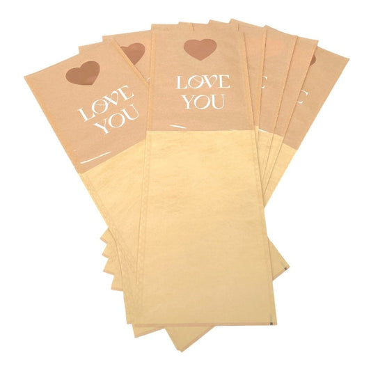 Pungi hârtie pentru flori Love you - maro (set 10 buc)