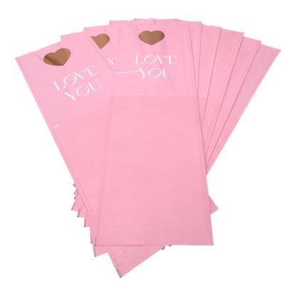 Pungi hârtie pentru flori Love you - roz (set 10 buc)