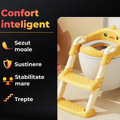 Reductor WC cu Treapta pentru Copii, Pliabil, Galben