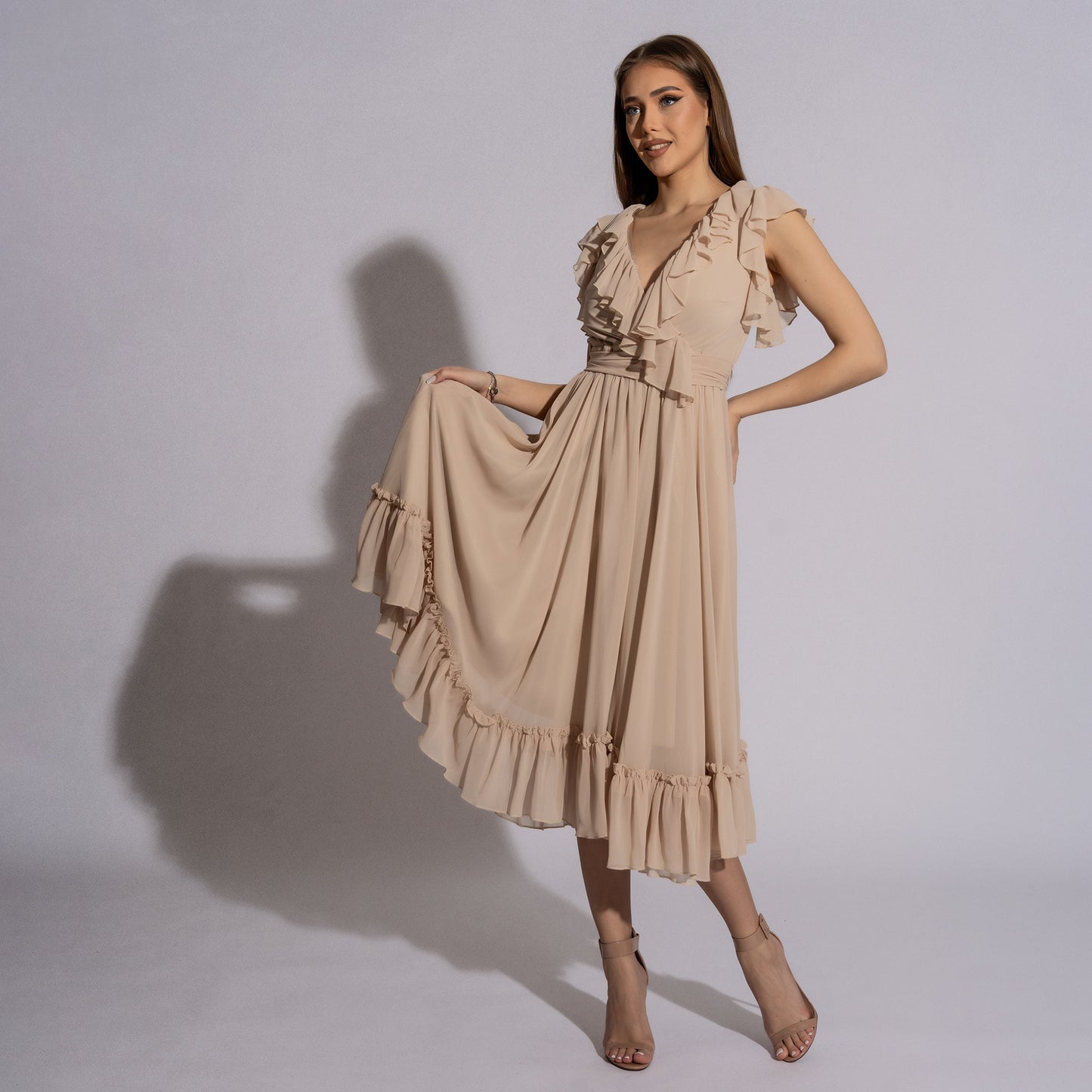 Rochie crem din voal Aria