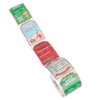 Rolă 200 stickere de Crăciun 5x7cm - model livrare cadouri 8