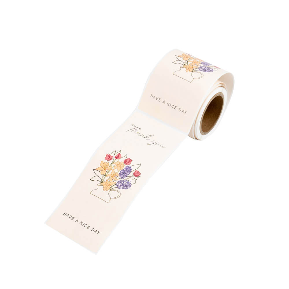Rolă 50 stickere lungi cu flori - model 1