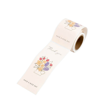 Rolă 50 stickere lungi cu flori - model 1