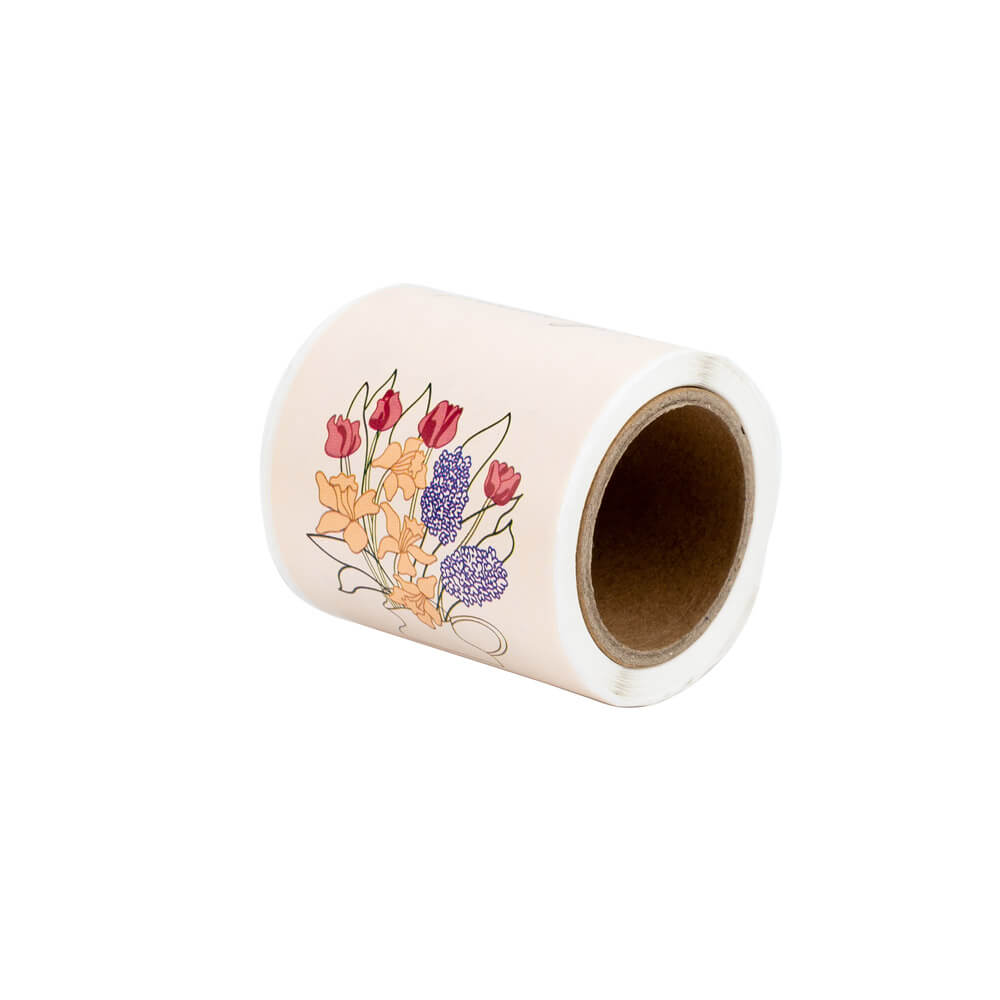 Rolă 50 stickere lungi cu flori - model 1