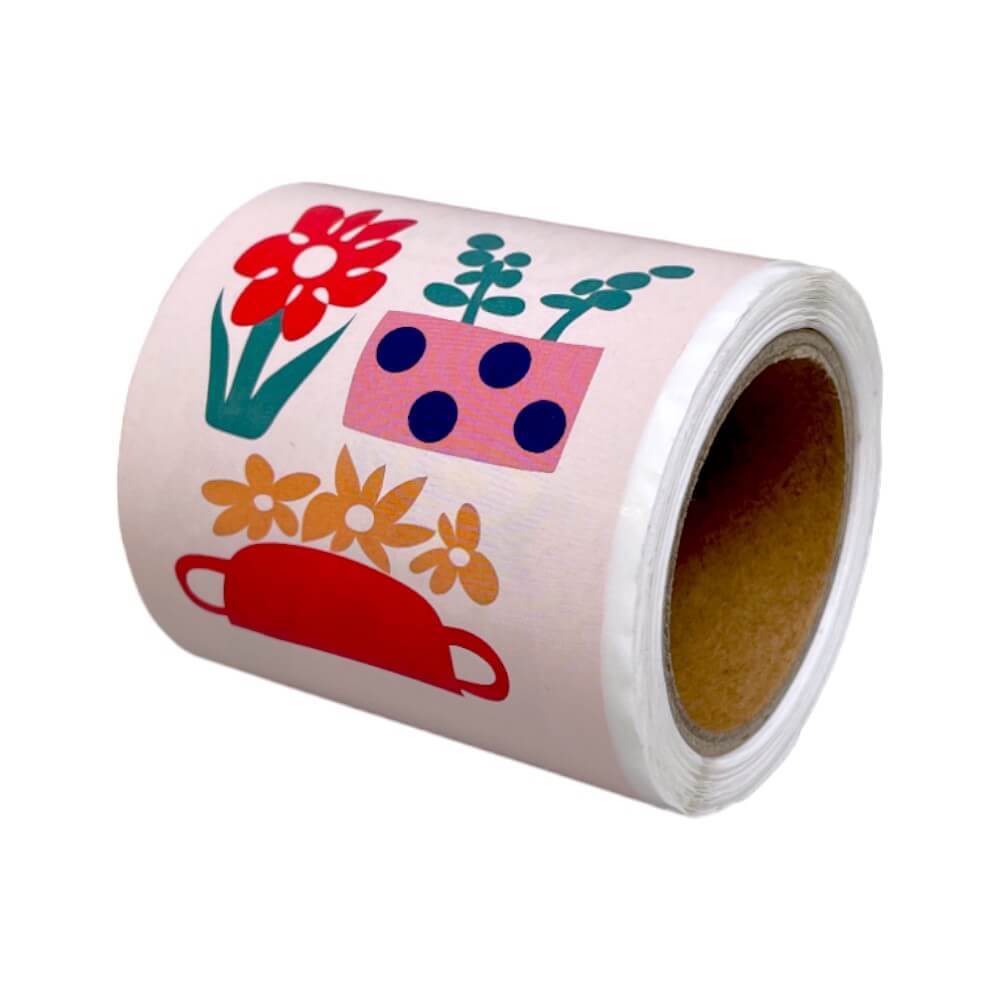 Rolă 50 stickere lungi cu flori - model 2