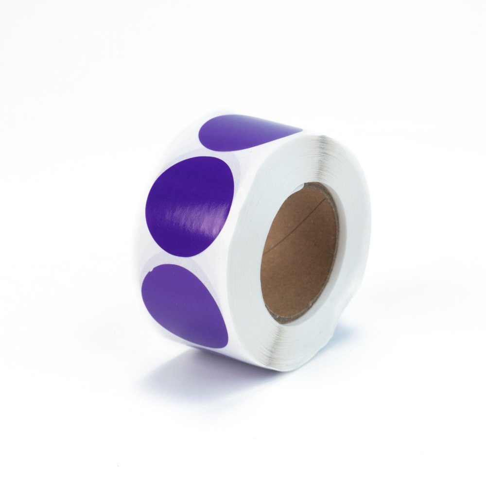 Rolă 500 stickere blank rotunde 2.5cm - mov