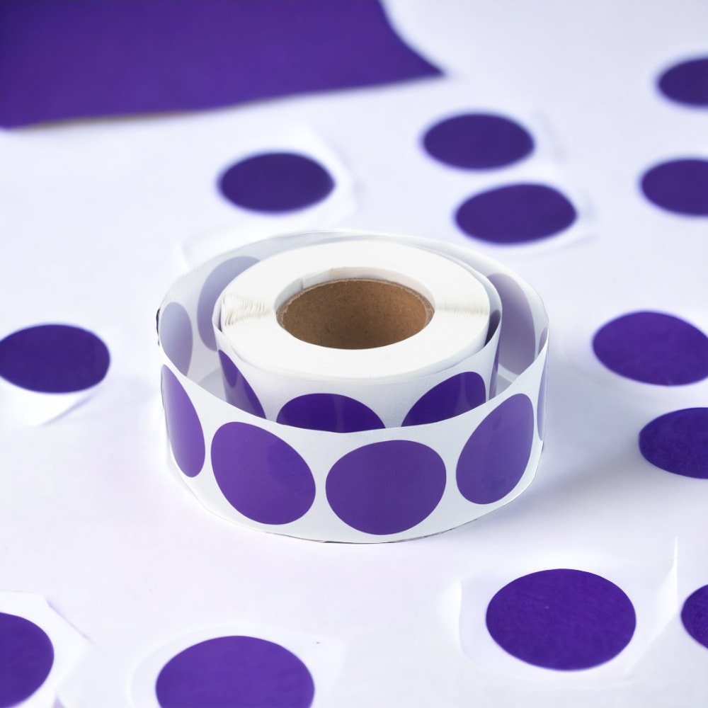 Rolă 500 stickere blank rotunde 2.5cm - mov