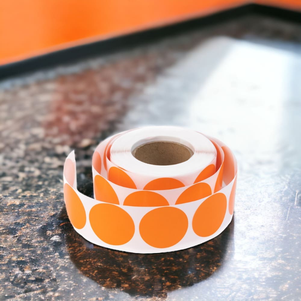Rolă 500 stickere blank rotunde 2.5cm - portocaliu
