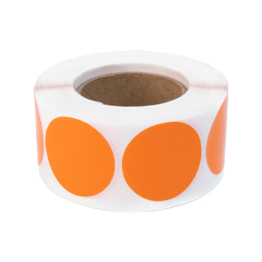 Rolă 500 stickere blank rotunde 2.5cm - portocaliu