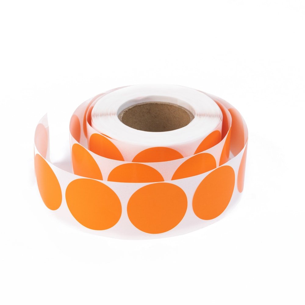Rolă 500 stickere blank rotunde 2.5cm - portocaliu