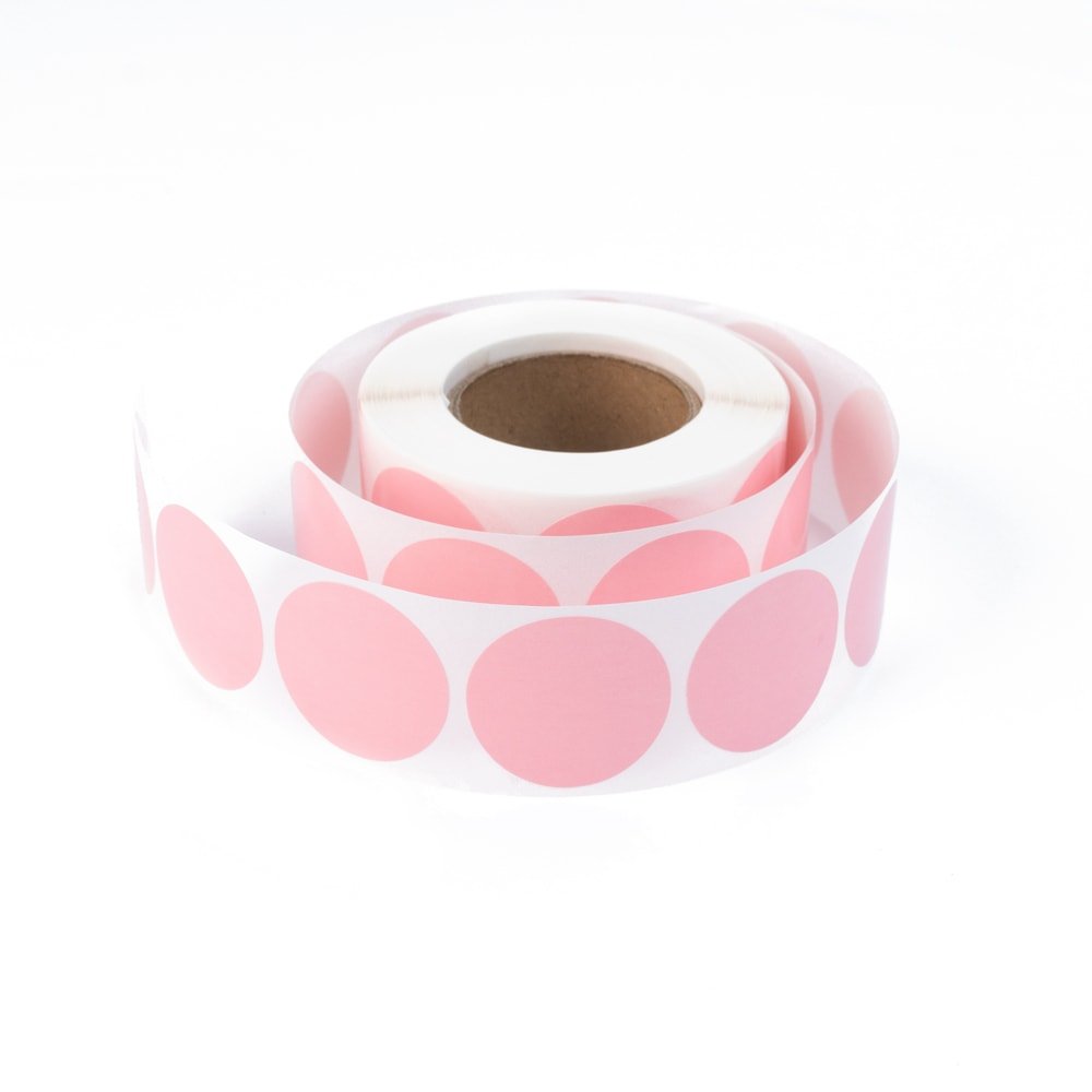 Rolă 500 stickere blank rotunde 2.5cm - roz