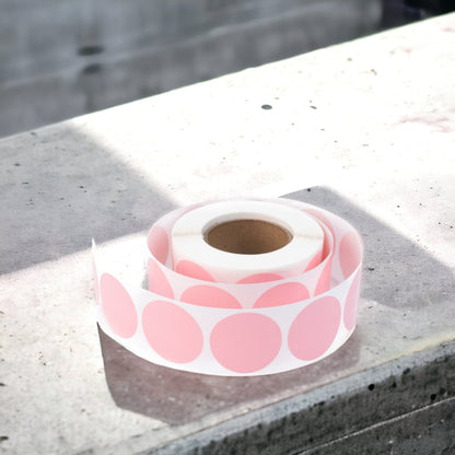 Rolă 500 stickere blank rotunde 2.5cm - roz
