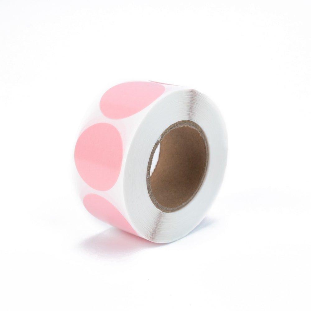Rolă 500 stickere blank rotunde 2.5cm - roz
