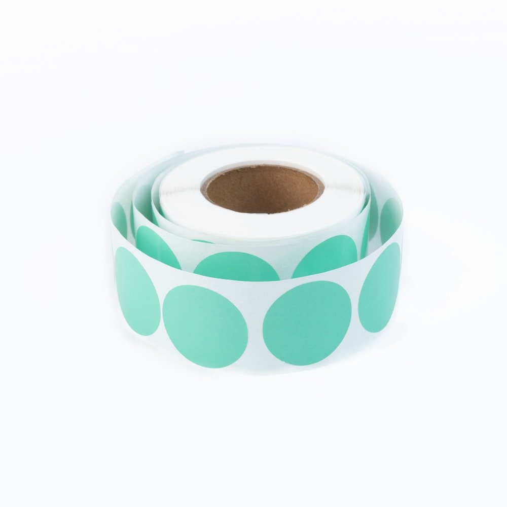 Rolă 500 stickere blank rotunde 2.5cm - turcoaz