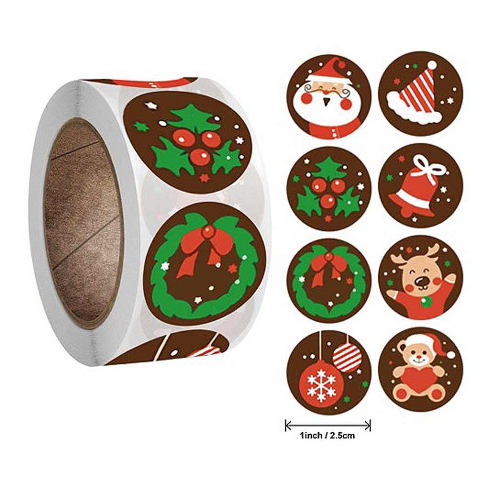 Rolă 500 stickere Crăciun 2.5cm - model 1