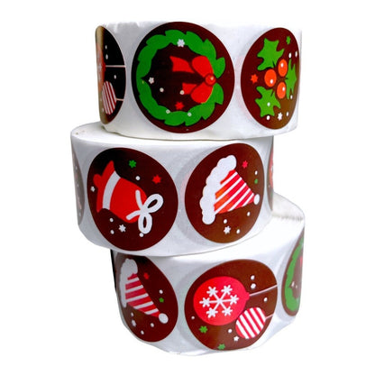 Rolă 500 stickere Crăciun 2.5cm - model 1