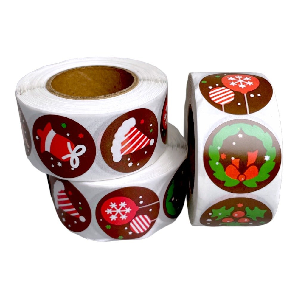 Rolă 500 stickere Crăciun 2.5cm - model 1