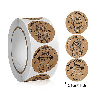 Rolă 500 stickere kraft Crăciun 2.5cm - model 4