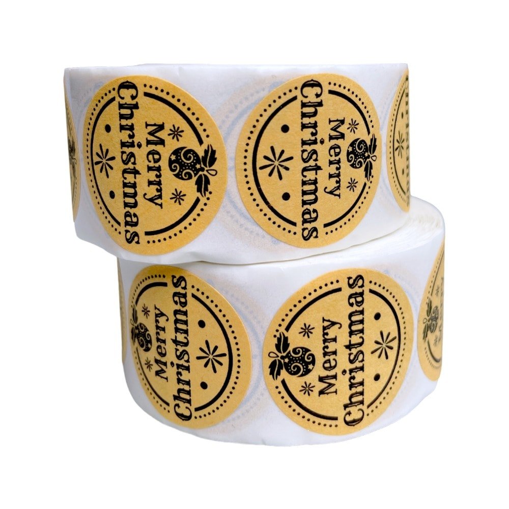 Rolă 500 stickere kraft Crăciun 2.5cm - model 5