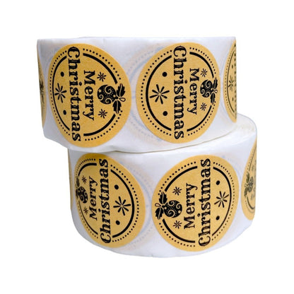 Rolă 500 stickere kraft Crăciun 2.5cm - model 5