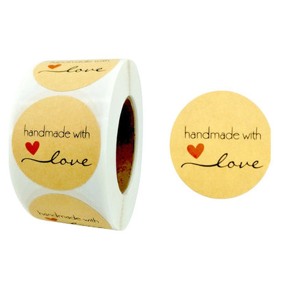 Rolă 500 stickere rotunde 3.8cm - mix modele 3 (Handmade) kraft