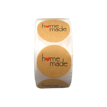 Rolă 500 stickere rotunde Homemade 2.5cm - kraft