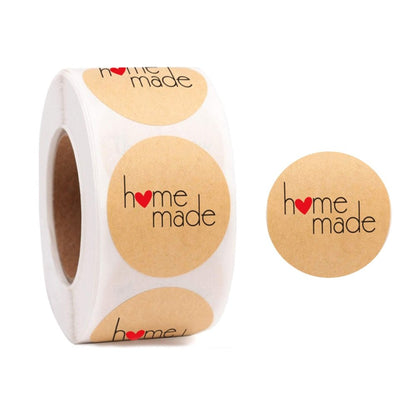 Rolă 500 stickere rotunde Homemade 2.5cm - kraft