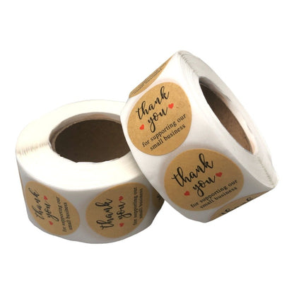 Rolă 500 stickere rotunde Thank You 2.5cm - kraft