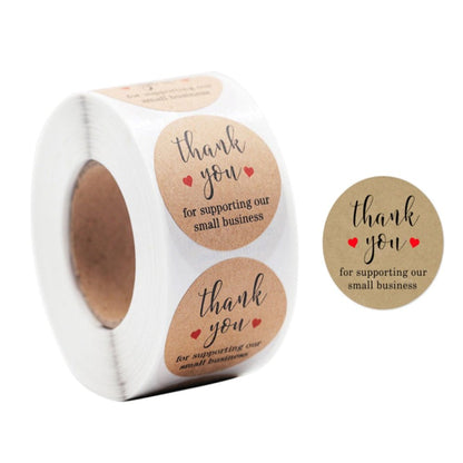 Rolă 500 stickere rotunde Thank You 2.5cm - kraft
