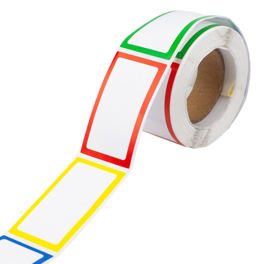 Rolă cu stickere dreptunghiulare colorate (200 buc/rola)
