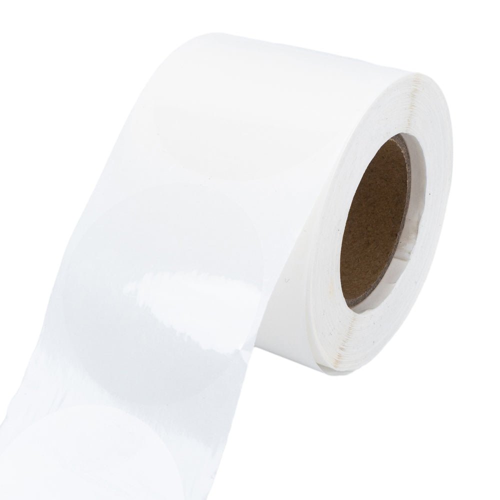 Rola cu stickere rotunde transparente (500 buc/rola)
