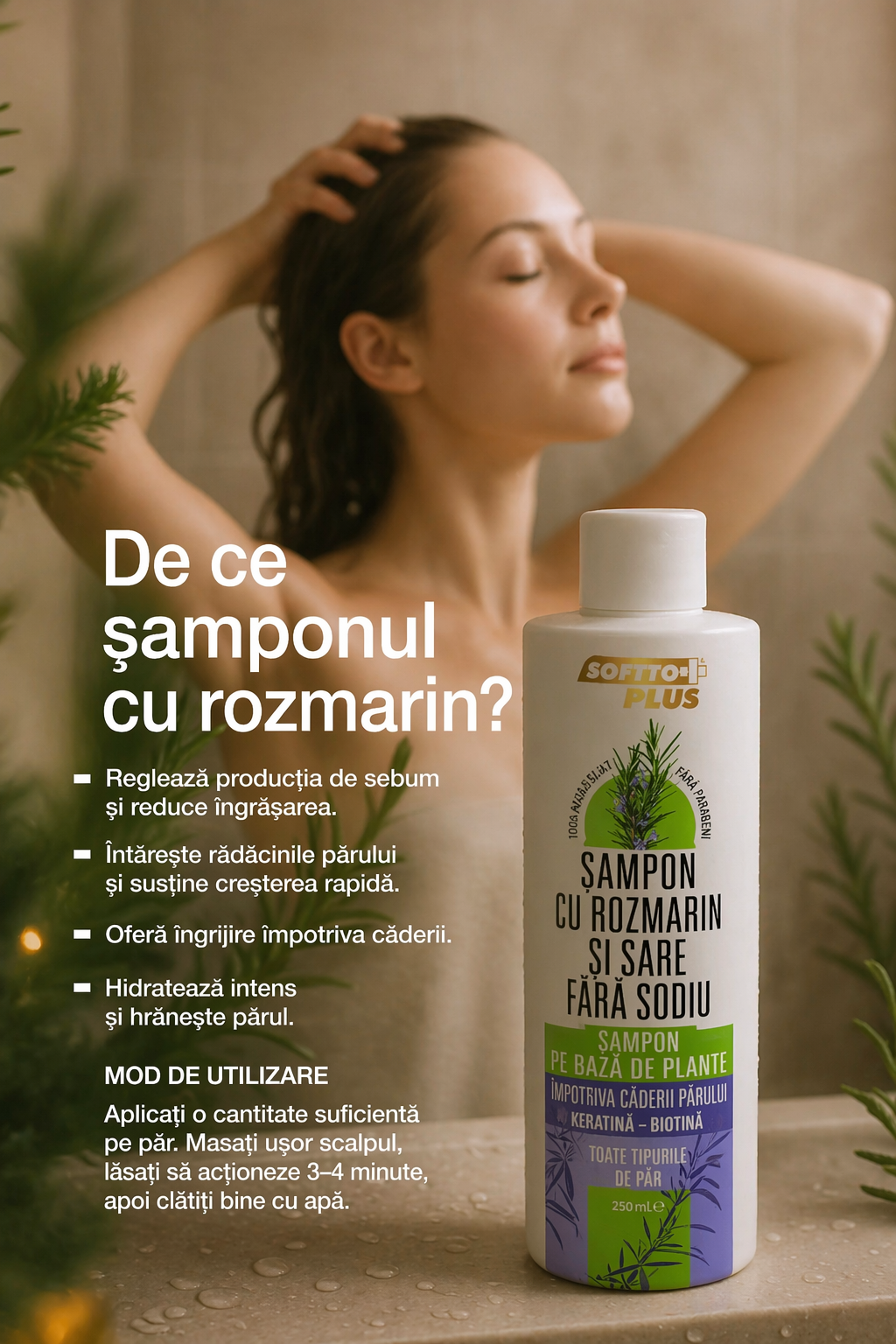 Șampon Fără Sare cu Rozmarin