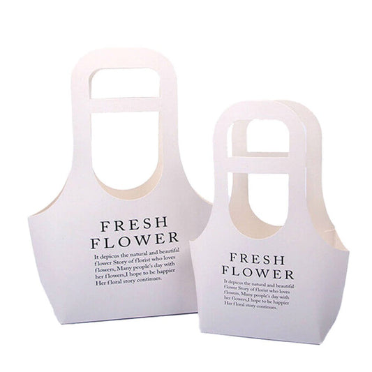 Sacoșe din hârtie Fresh Flower - alb (set 10 buc)