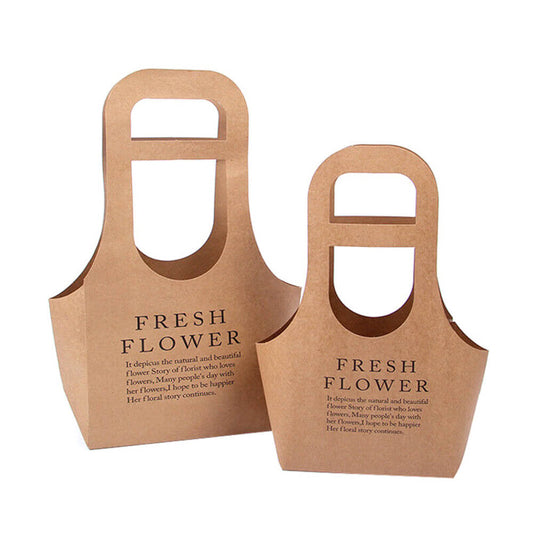Sacoșe din hârtie Fresh Flower - maro (set 10 buc)