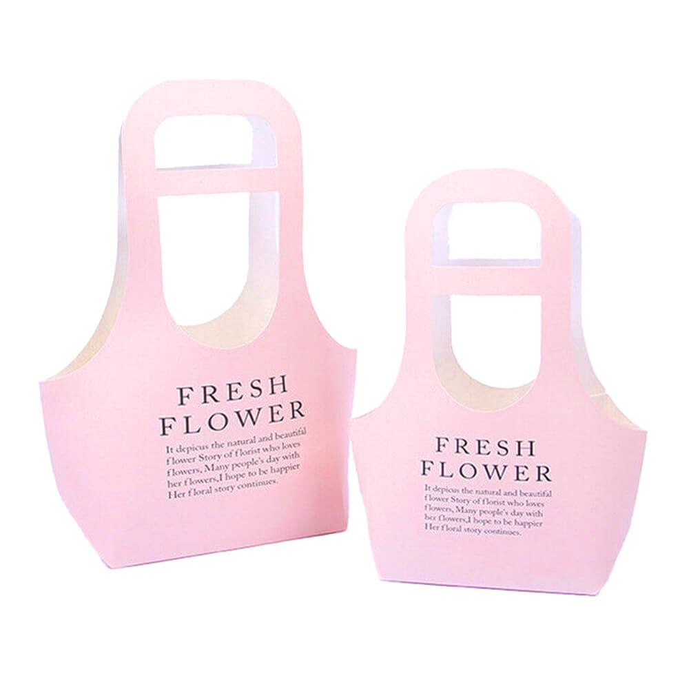 Sacoșe din hârtie Fresh Flower - roz (set 10 buc)
